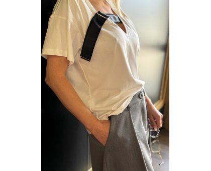 BABYLON T-shirt Bianca Con Cinturino