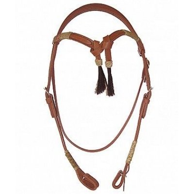 Briglie western con redini e frontalino a fiocco con crine