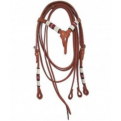 Briglia western con redini e frontalino a fiocco