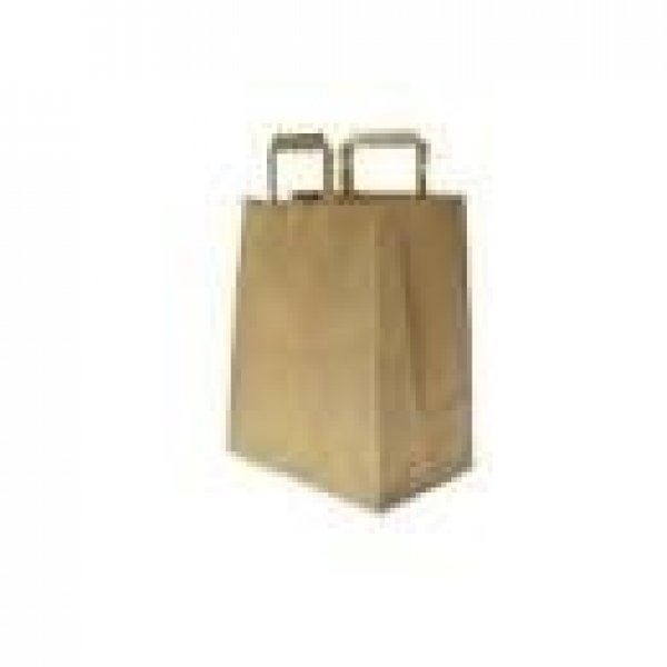 Shopper carta kraft avana  stampato take away manico piattina in carta 32+22x34 cm gr. 90