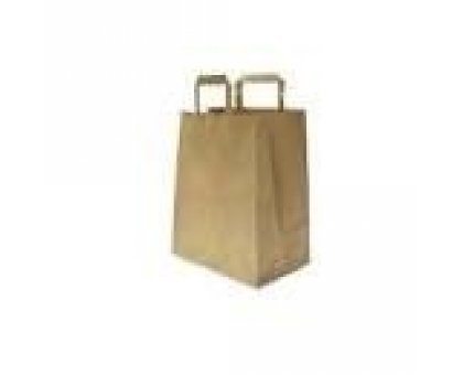 Shopper carta kraft avana  stampato take away manico piattina in carta 32+22x34 cm gr. 90