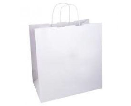 Shopper carta kraft bianco  neutro  take away cordino ritorto in carta 36+22x33 cm gr. 100