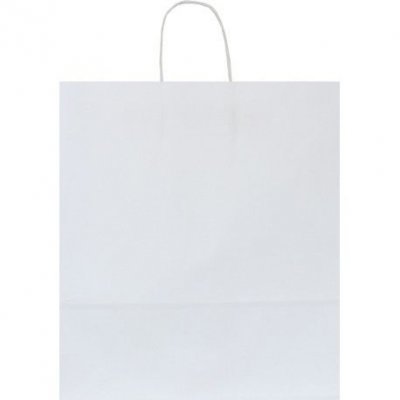 Shopper carta kraft bianco stampato take away cordino ritorto in carta 27+17x29 cm gr. 100