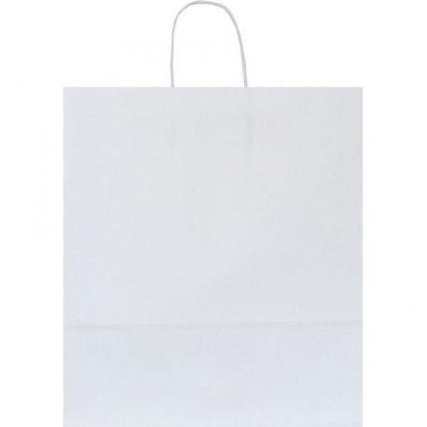 Shopper carta kraft bianco stampato take away cordino ritorto in carta 27+17x29 cm gr. 100
