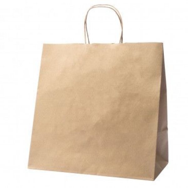 Shopper carta kraft avana stampato  take away cordino ritorto in carta 27+17x29 cm gr. 100