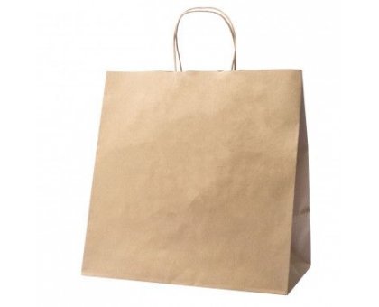 Shopper carta kraft avana  stampato  take away cordino ritorto in carta 36+22x33 cm gr. 100