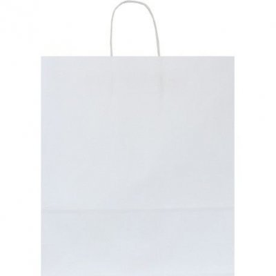 Shopper carta kraft bianco neutro cordino ritorto in carta 18+8x24 cm gr. 100