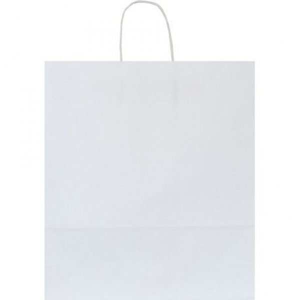 Shopper carta kraft bianco neutro cordino ritorto in carta 18+8x24 cm gr. 100