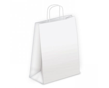 Shopper carta kraft bianco neutro cordino ritorto in carta 36+12x41 cm gr. 100