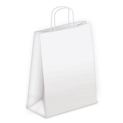 Shopper carta kraft bianco neutro cordino ritorto in carta 45+15x49 cm gr. 110