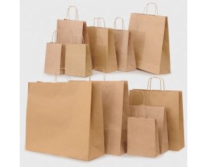 Shopper carta kraft avana neutro cordino ritorto in carta 27+12x37 cm gr.100