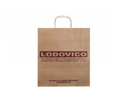 Shopper carta kraft avana stampato cordino ritorto in carta 45+15x49 cm gr. 110