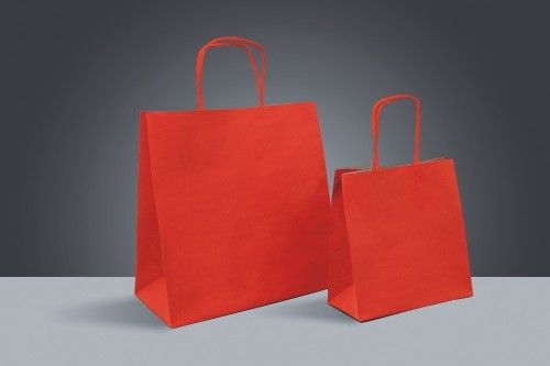 Shopper carta kraft bianco colorato neutro cordino ritorto in carta 18+8x24cm gr. 100