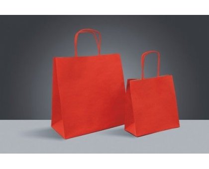 Shopper carta kraft bianco colorato neutro cordino ritorto in carta 18+8x24cm gr. 100