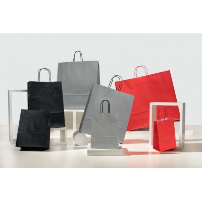 Shopper carta kraft bianco colorato neutro cordino ritorto in carta 45+15x49 cm gr. 110