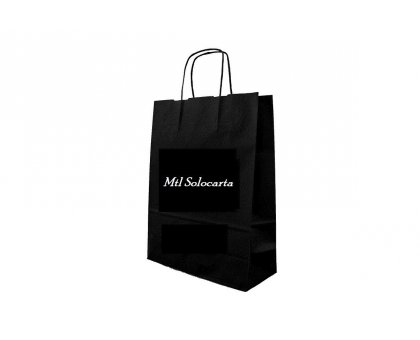 Shopper carta kraft bianco colorato stampato cordino ritorto in carta 18+8x24 cm gr. 100