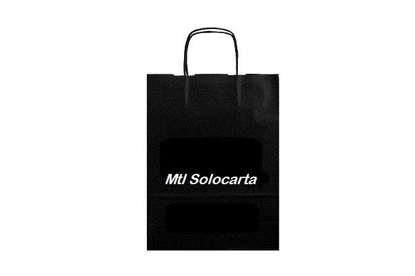 Shopper carta kraft bianco colorato stampato cordino ritorto in carta 45+15x49 cm gr. 110