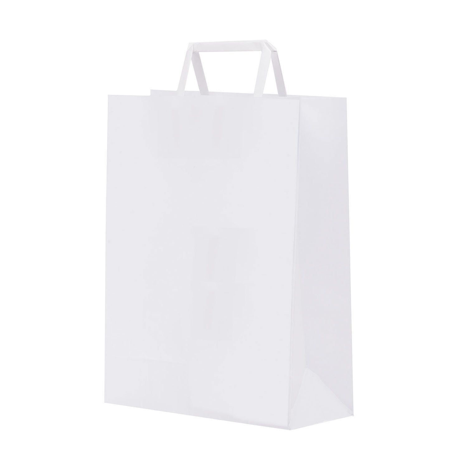 Shopper carta kraft bianco neutro manico piattina in carta 22+10x29 cm gr.  80, Shopping Bag Busta di Carta Bianco