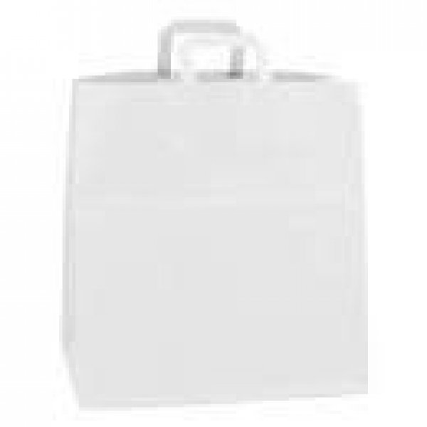 Shopper carta kraft bianco neutro manico piattina in carta 27+12X37 cm gr. 90