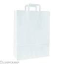 Shopper carta kraft bianco stampato manico piattina in carta 22+10x29 cm gr. 80