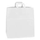 Shopper carta kraft bianco stampato manico piattina in carta 22+10x29 cm gr. 80