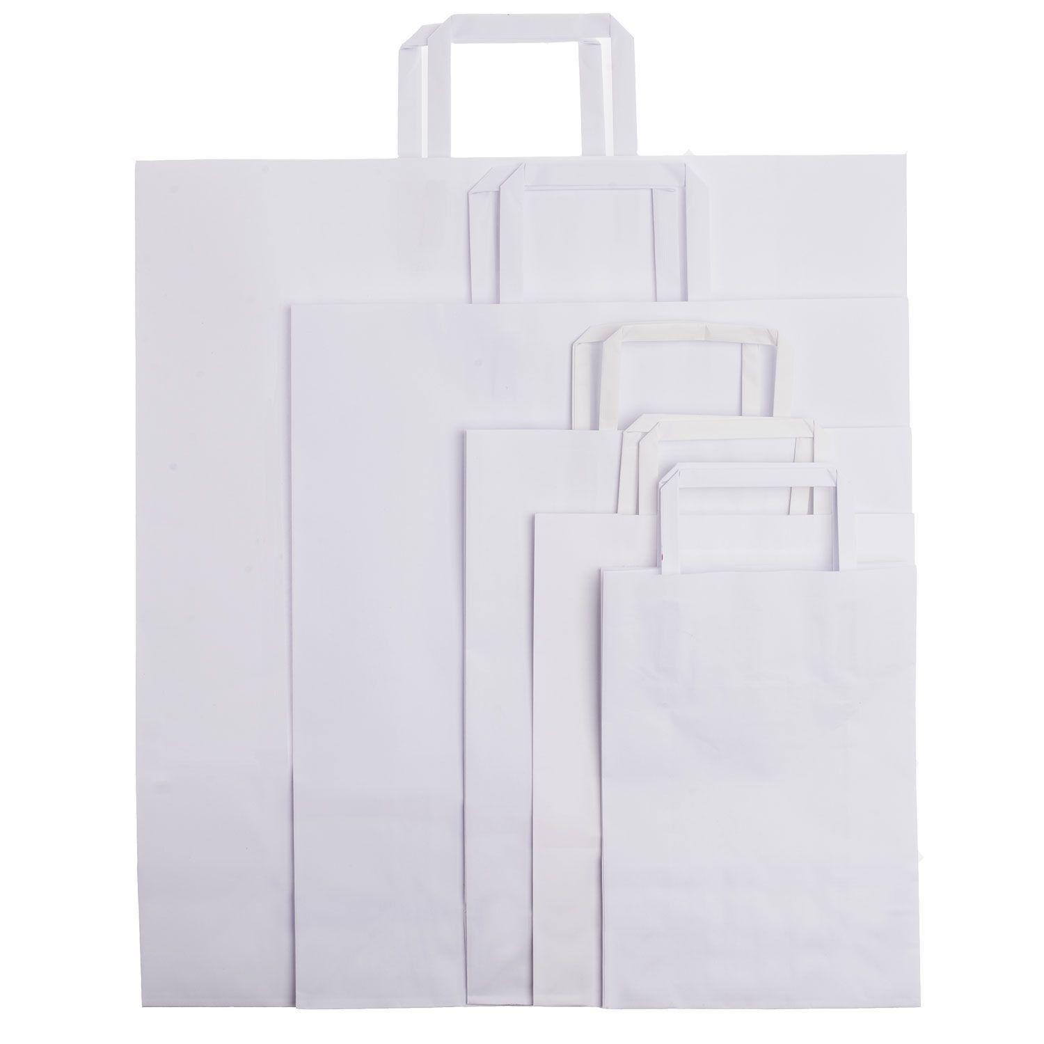 Shopper carta kraft bianco stampato manico piattina in carta 22+10x29 cm gr. 80