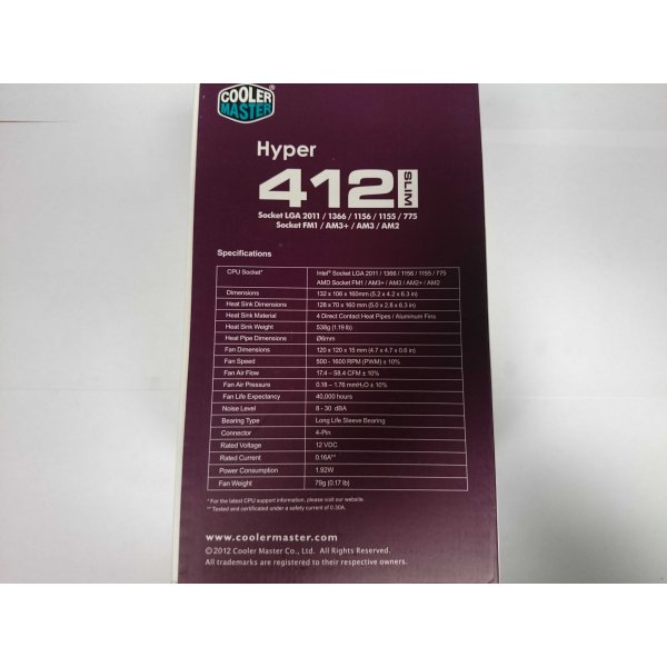 Dissipatore Cpu Cooler Hyper CMY412 Slim LGA1155 Cooler Mast
