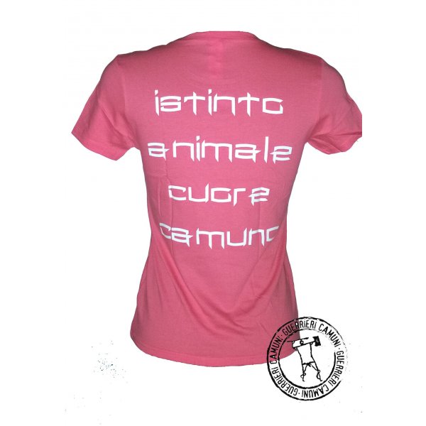 Maglietta T-Shirt Incisioni Rupestri Cervi in Amore Donna Fucsia