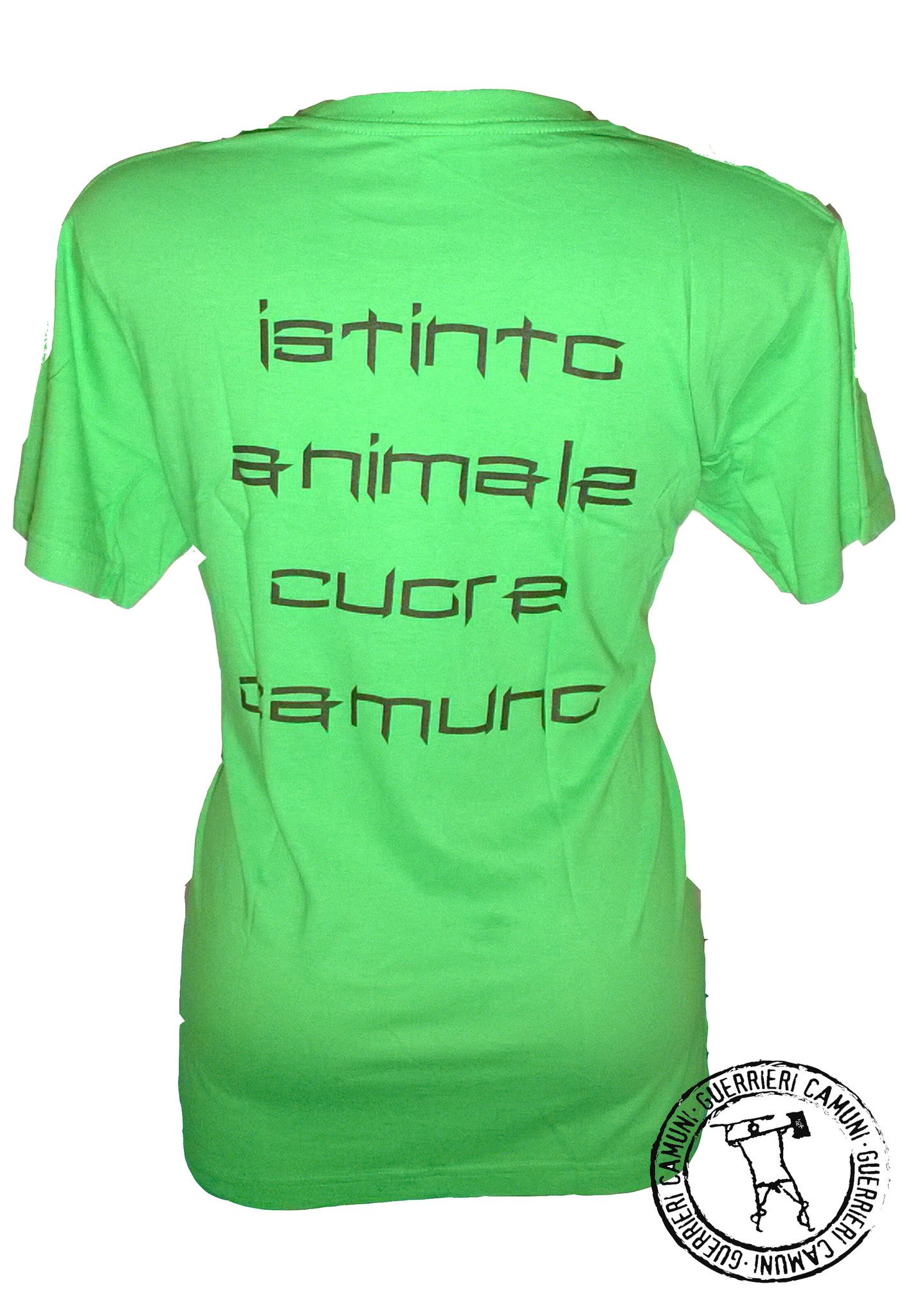 Maglietta T-Shirt Incisioni Rupestri Cervi in Amore Unisex Verde