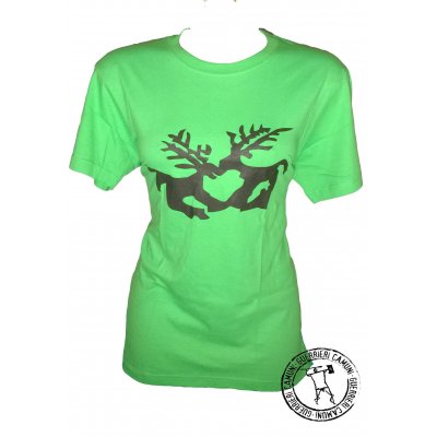 Maglietta T-Shirt Incisioni Rupestri Cervi in Amore Unisex Verde